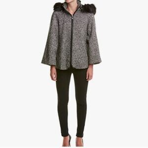 Betsey Johnson Transitional Black and White Tweed Jacket Coat Size S Statement